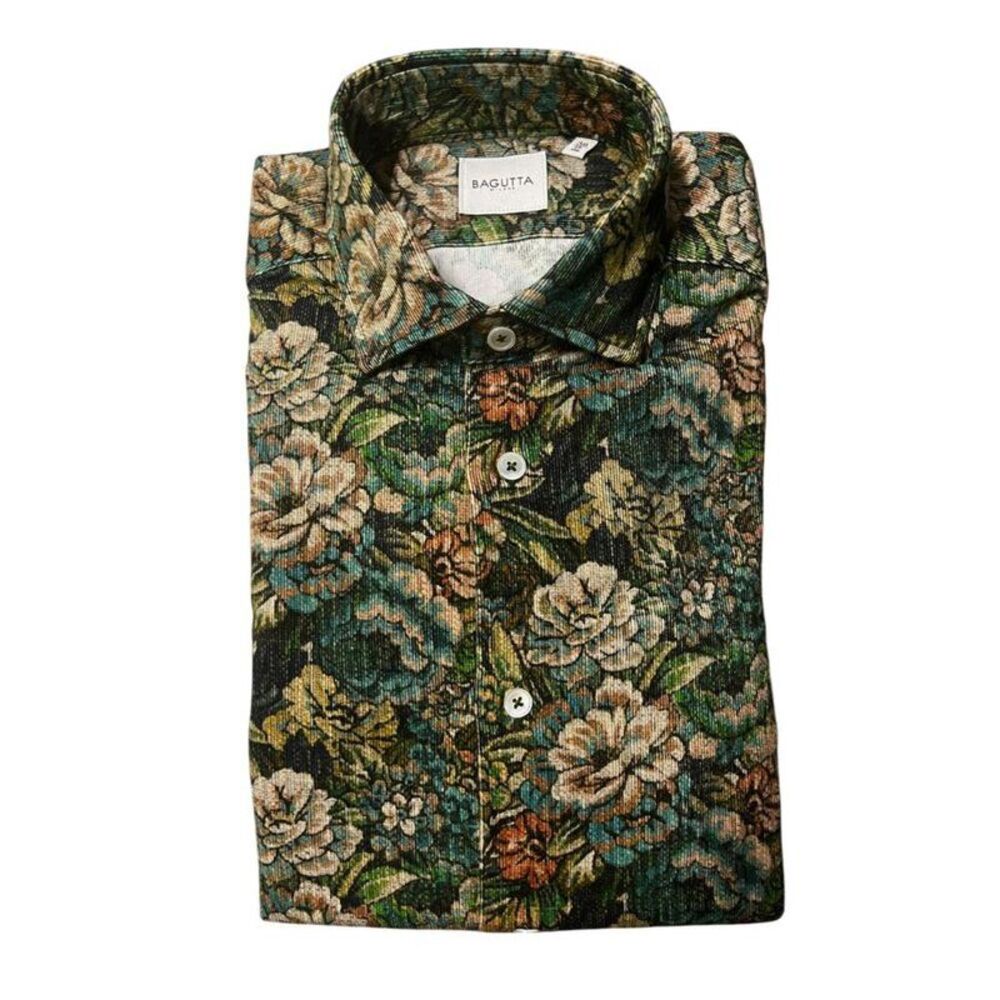 Bagutta Cotton Shirt with Button-Down Collar Men Multicolor Shirts